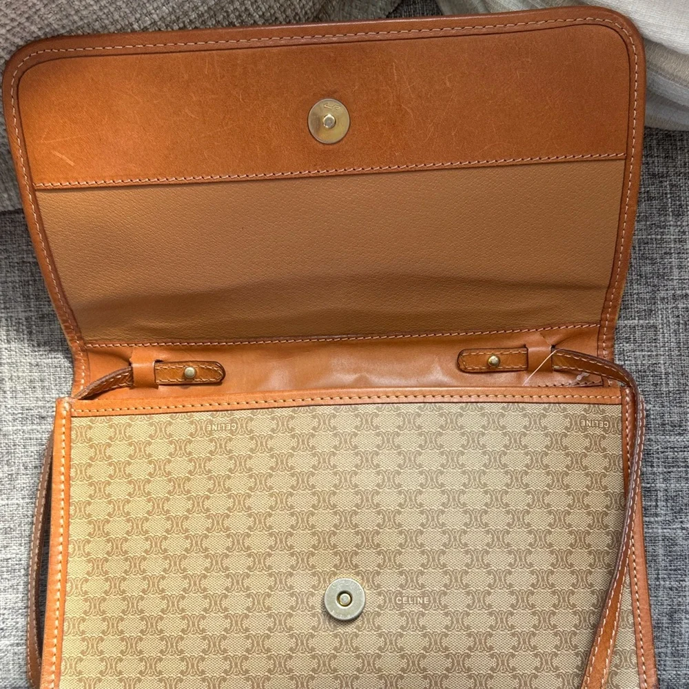 Celine Tan and Brown Patterned Crossbody Bag - Picture 11 of 16